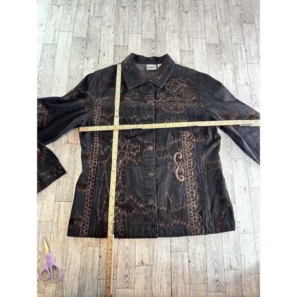 Chico's Embroidered Denim Button-Up Jacket size 1 - Picture 5 of 14